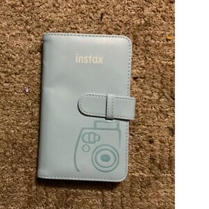 Fujifilm Instax Mini Photo Album Light Blue Faux Leather Magnetic Wallet Case‎